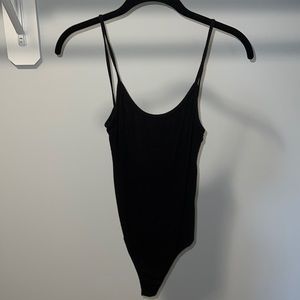 Black bodysuit tank top with low back